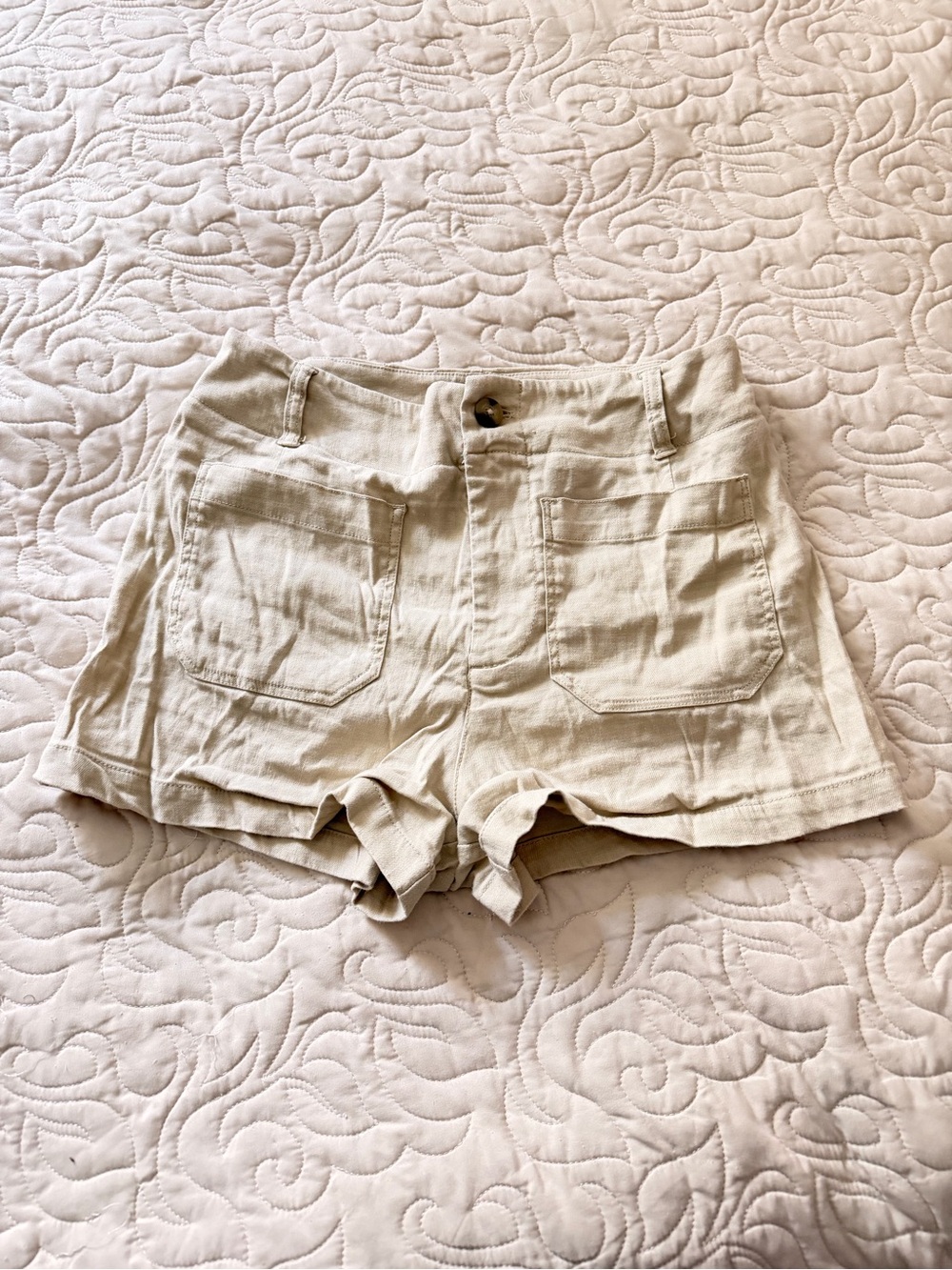 Anthropologie The Colette Maeve Linen Blend Ivory shorts 28